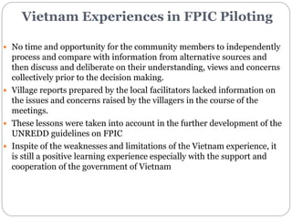 Ensuring Free, Prior and Informed Consent (FPIC) in REDD+