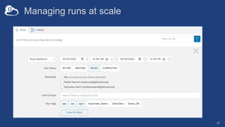 27
Managing runs at scale
 
