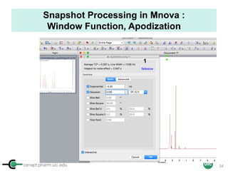 cenapt.pharm.uic.edu UIC
Snapshot Processing in Mnova :
Window Function, Apodization
1
34
 