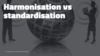 Harmonisation vs
standardisation
1 Created by Dr G. L. Ilott, CQUniversity Australia
 
