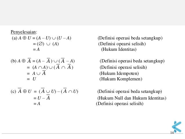 Contoh soal hukum himpunan