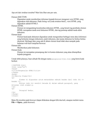 webdesign dasar : 03 html dan css dasar | DOCX image.