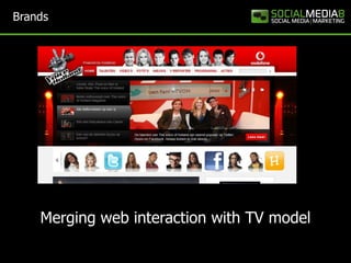 Brands




    Merging web interaction with TV model
 