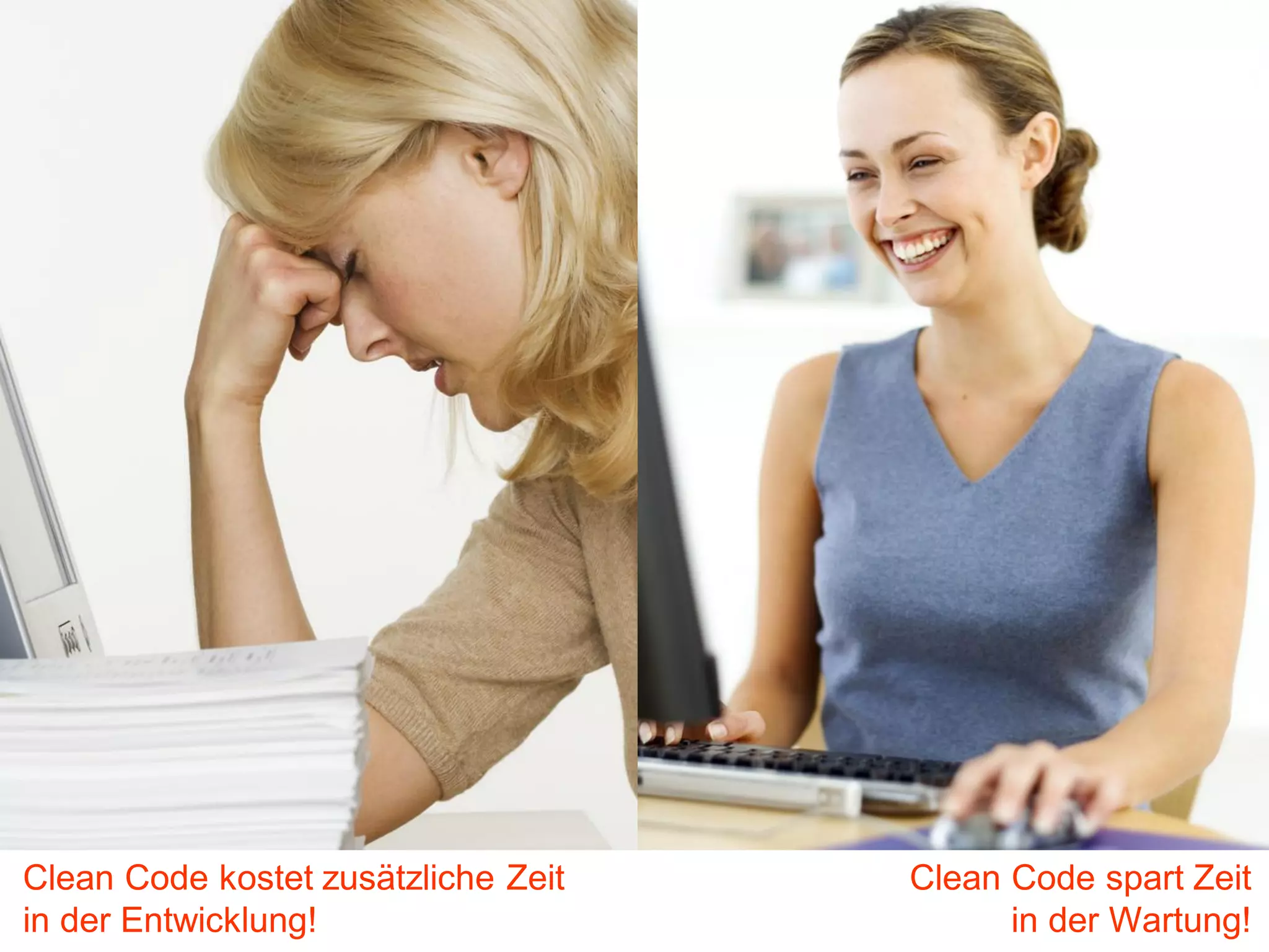 Clean Code kostet zusätzliche Zeit
in der Entwicklung!

Clean Code spart Zeit
in der Wartung!

 