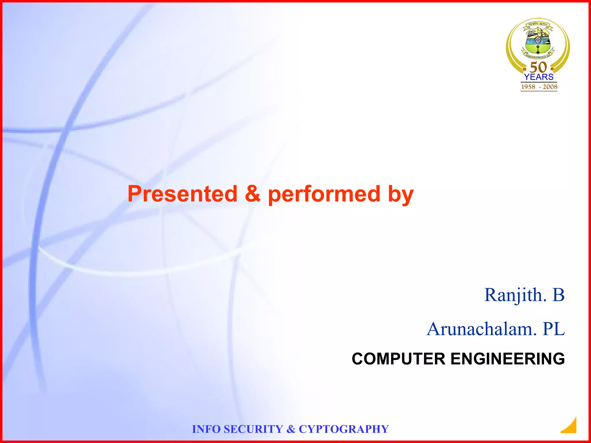 Presented & performed by   Ranjith. B Arunachalam. PL COMPUTER ENGINEERING 