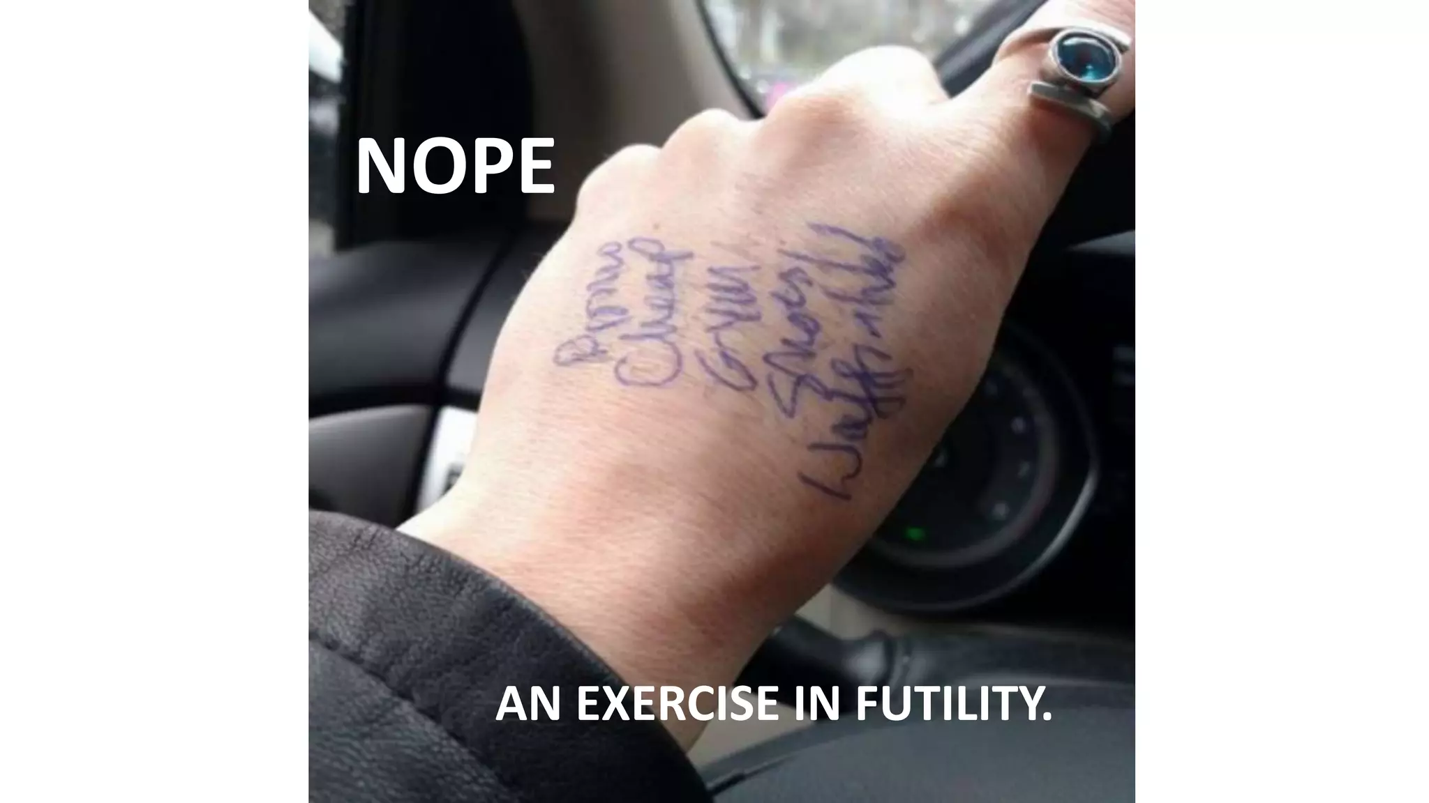 NOPE
AN EXERCISE IN FUTILITY.
 