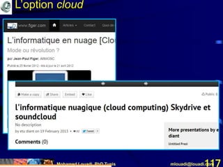 Mohamed Louadi, PhD Tunis mlouadi@louadi.com117
L’option cloud
 