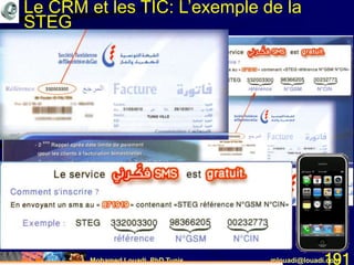 Mohamed Louadi, PhD Tunis mlouadi@louadi.com191
Le CRM et les TIC: L’exemple de la
STEG
 