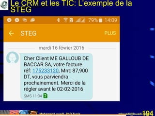 Mohamed Louadi, PhD Tunis mlouadi@louadi.com194
Le CRM et les TIC: L’exemple de la
STEG
 