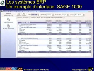 Mohamed Louadi, PhD Tunis mlouadi@louadi.com57
Les systèmes ERP
Un exemple d’interface: SAGE 1000
 