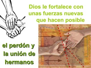 Dios le fortalece con
unas fuerzas nuevas
que hacen posible
el perdón yel perdón y
la unión dela unión de
hermanoshermanos
 