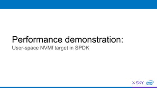Performance demonstration:
User-space NVMf target in SPDK
 