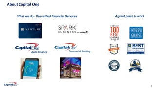 2Confidential
About Capital One
What we do.. Diversified Financial Services A great place to work
 
