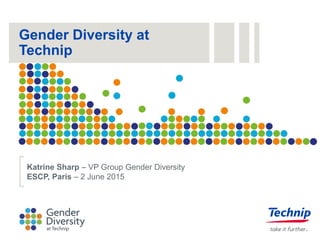 Katrine Sharp – VP Group Gender Diversity
ESCP, Paris – 2 June 2015
Gender Diversity at
Technip
 