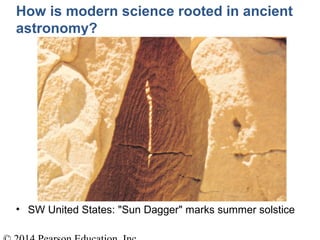• SW United States: "Sun Dagger" marks summer solstice
How is modern science rooted in ancient
astronomy?
 