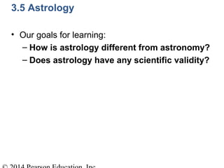 3.5 Astrology
• Our goals for learning:
– How is astrology different from astronomy?
– Does astrology have any scientific validity?
 