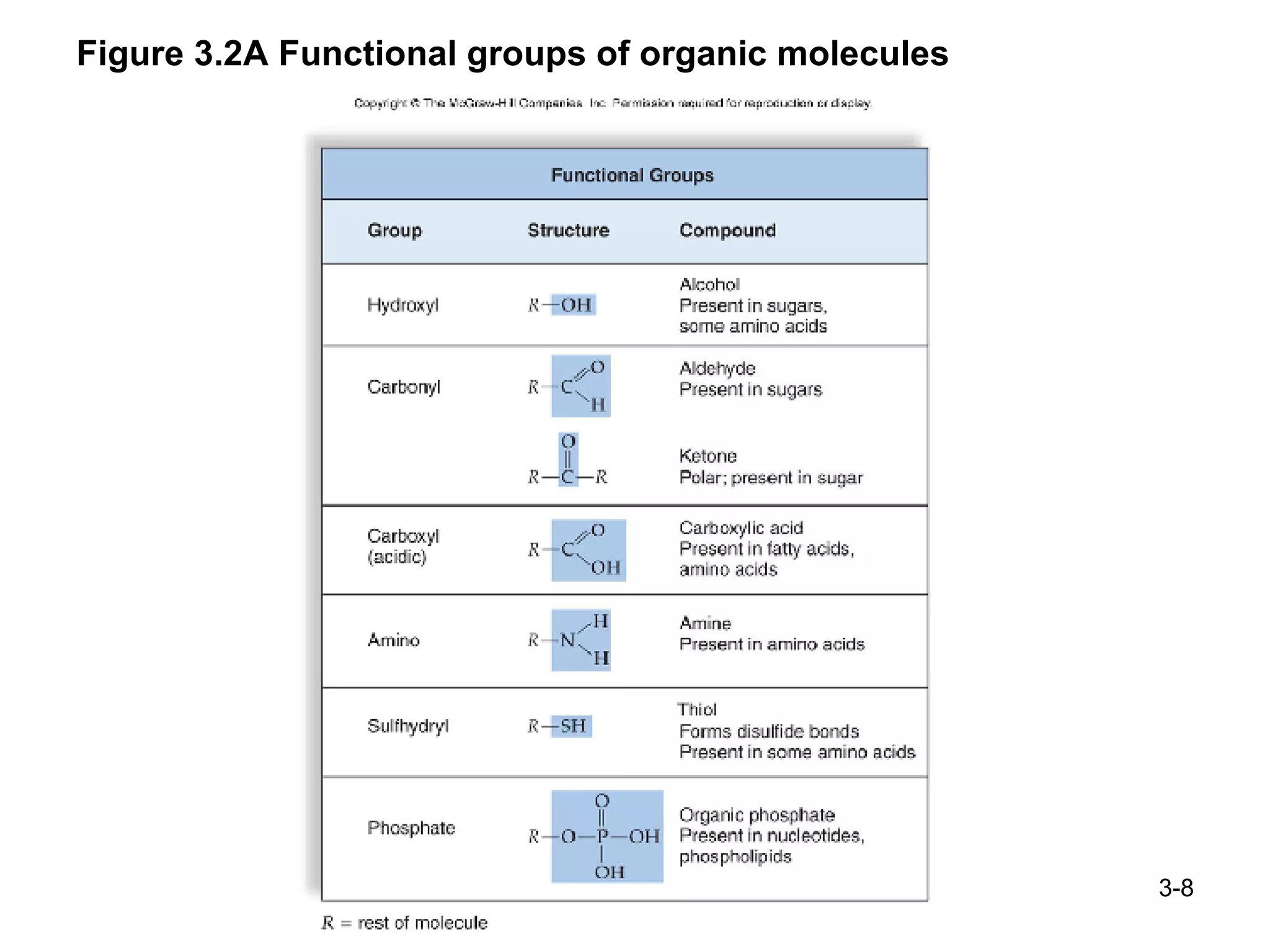 Figure 3.2A Functional groups of organic molecules 3- 