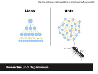 http://de.slideshare.net/muesli/lions-or-ants-imaginev1-presentation




Hierarchie und Organismus
 