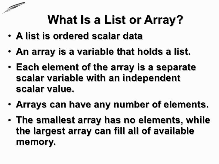 Lists and arrays