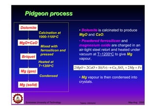 Pidgeon Process 03 magnesium and magnesium alloys | PDF