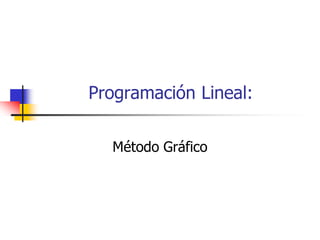 Programación Lineal:

  Método Gráfico
 