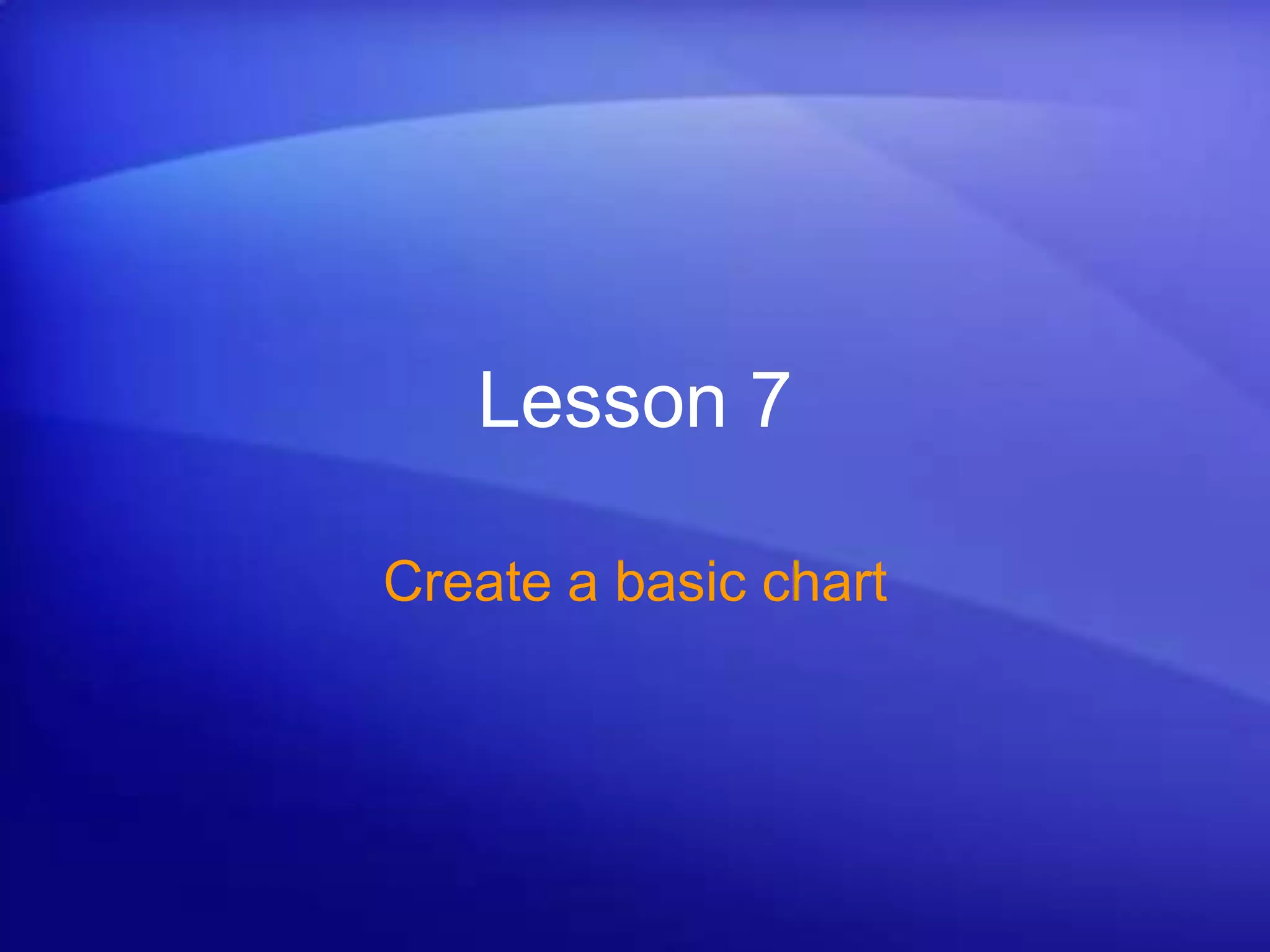 Lesson 7
Create a basic chart
 