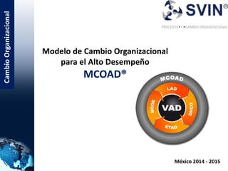 Modelo de Cambio Organizacional
para el Alto Desempeño
MCOAD®
CambioOrganizacional
México 2014 - 2015
 