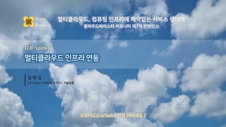 멀티클라우드, 컴퓨팅 인프라에 제약없는 서비스 생태계
클라우드바리스타 커뮤니티 제7차 컨퍼런스
CLOUD
BARISTA
코르타도(Cortado) 한잔 어떠세요 ?
멀티클라우드 인프라 연동
김 병 섭
[CB-Spider]
CB-Spider 프레임워크 리더 / 기술총괄
 