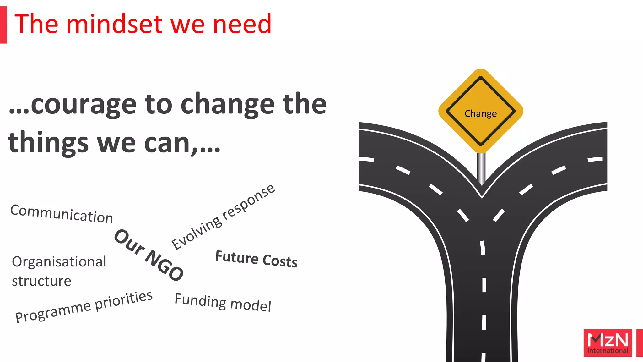 Change
…courage to change the
things we can,…
Organisational
structure
The mindset we need
 