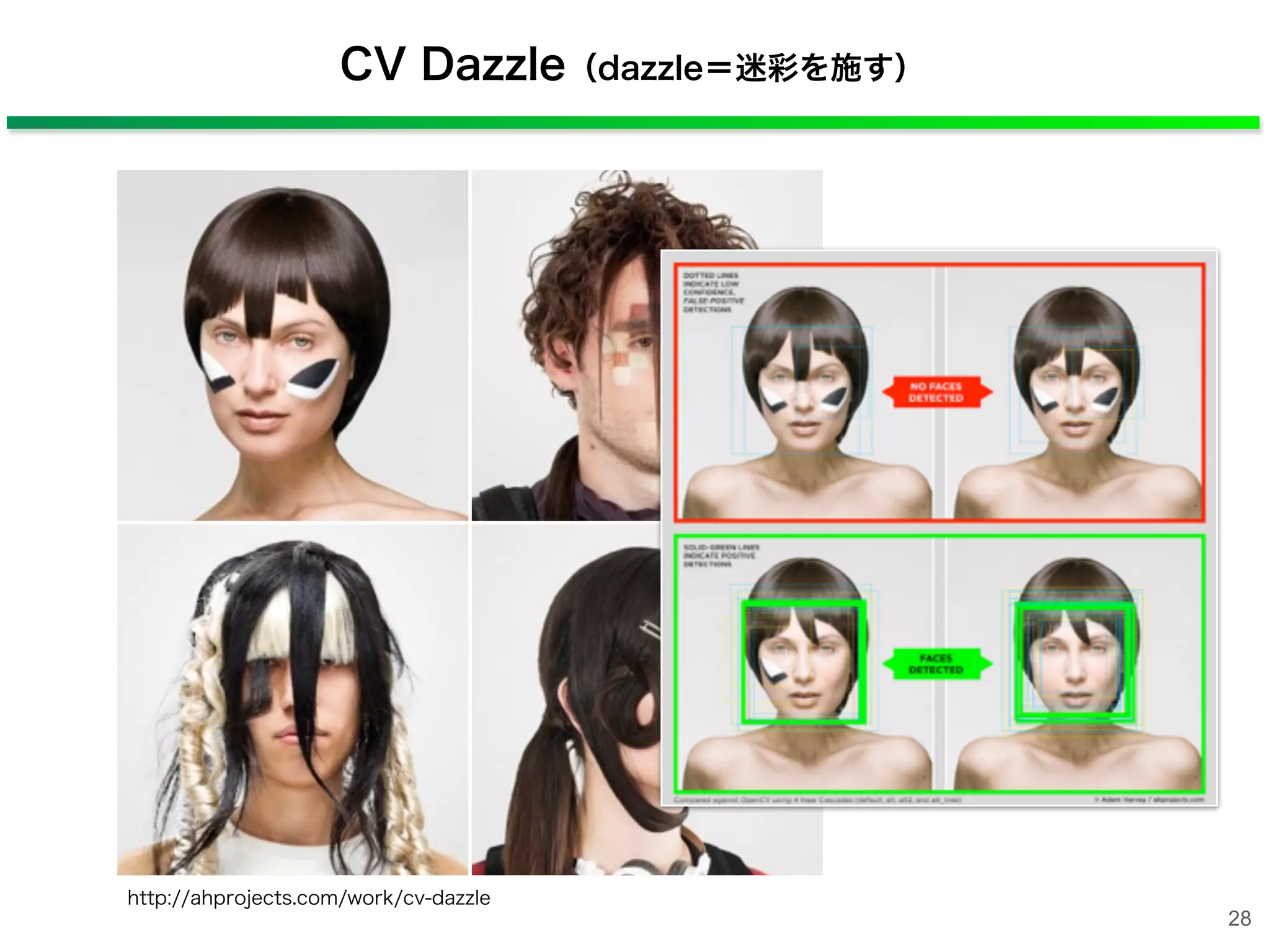 CV Dazzle（dazzle＝迷彩を施す）
http://ahprojects.com/work/cv-dazzle
28
 