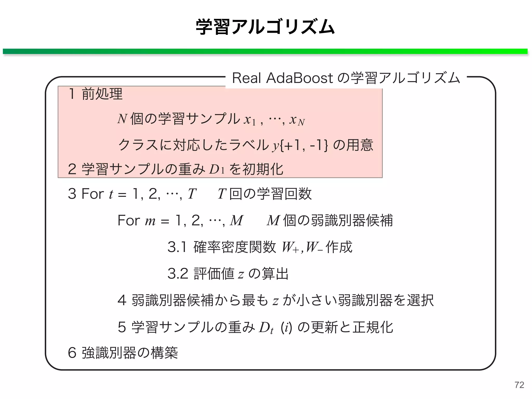 学習アルゴリズム
72
 