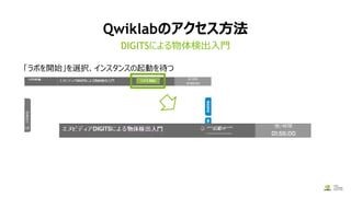 Qwiklabのアクセス方法
「ラボを開始」を選択、インスタンスの起動を待つ
DIGITSによる物体検出入門
①
②
 
