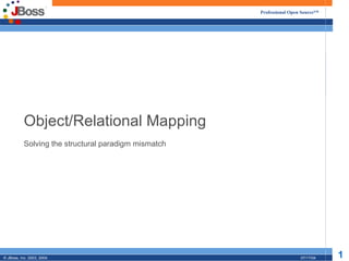 Object/Relational Mapping Solving the structural paradigm mismatch 