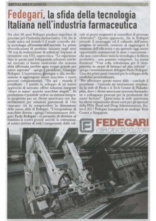 Articolo Fedegari - Corriere Economia del 24.10.16