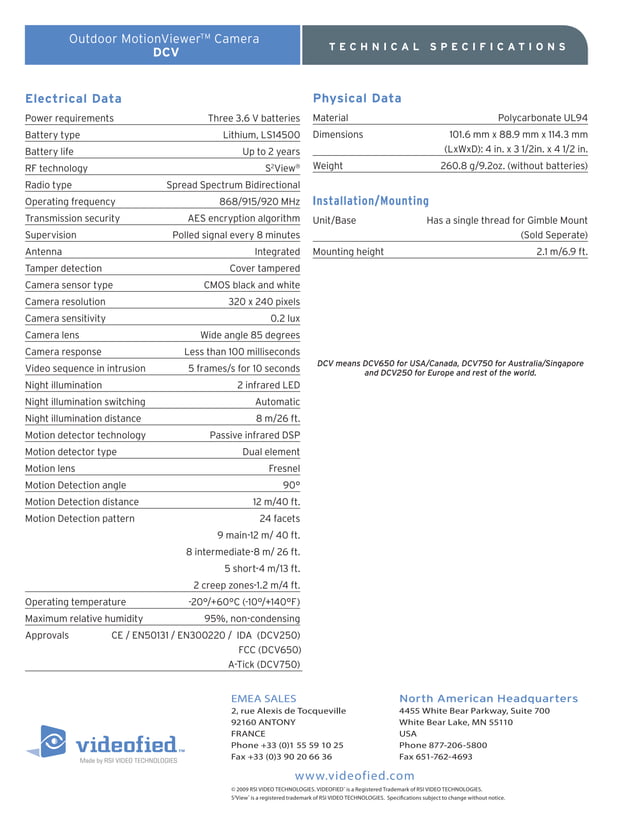 Flylnes 85 Specification.pdf 03 outdoor pcam specification sheet | PDF