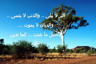 ‫يبلى‬ ‫ال‬ ‫البر‬
.. ‫ينسى‬ ‫ال‬ ‫والذنب‬ ..
... ‫يموت‬ ‫ال‬ ‫والديان‬
‫تدين‬ ‫كما‬ ... ‫شئت‬ ‫ما‬ ‫فاعمل‬
‫تدان‬
 