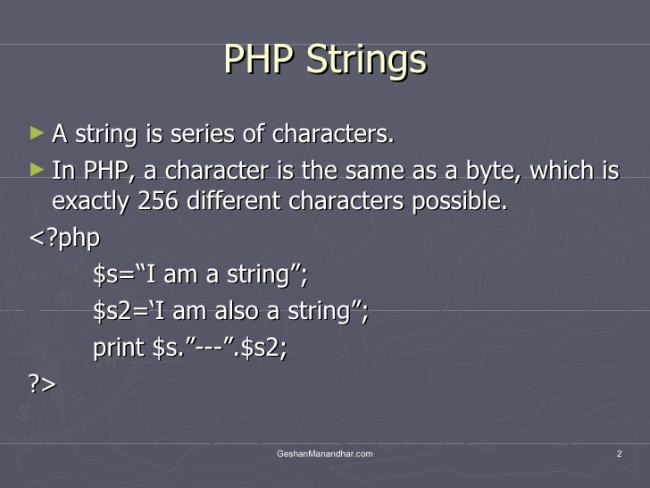 php string