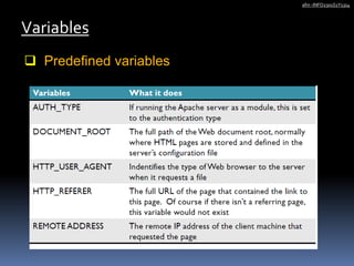  Predefined variables
Variables
afm -INFO2301S1Y1314
 