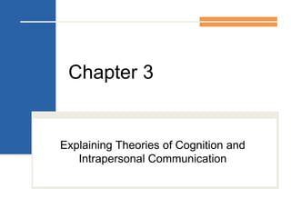 Chapter 3
Explaining Theories of Cognition and
Intrapersonal Communication
 