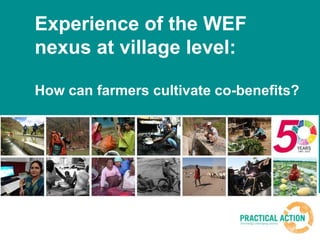 Experience of the WEF
nexus at village level:
How can farmers cultivate co-benefits?
 