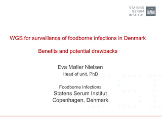 WGS for surveillance of foodborne infections in Denmark
Benefits and potential drawbacks
Eva Møller Nielsen
Head of unit, ...