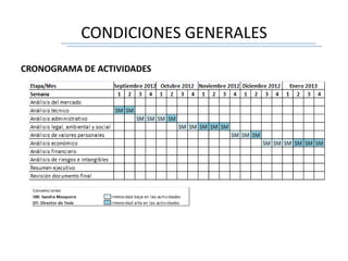 CONDICIONES GENERALES
CRONOGRAMA DE ACTIVIDADES
 