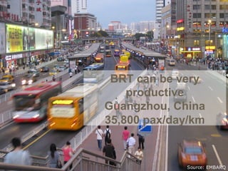 BRT can be very
productive
Guangzhou, China
35,800 pax/day/km
Source: EMBARQ
 