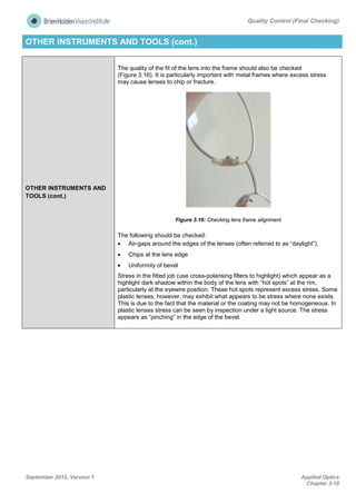 Quality control optical lens prescription | PDF
