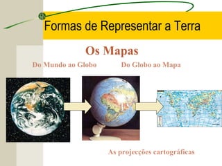 Formas de Representar a Terra
Os Mapas
Do Mundo ao Globo

Do Globo ao Mapa

As projecções cartográficas

 