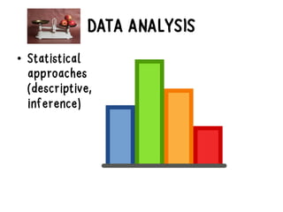 DATA ANALYSIS
• Statistical
approaches
(descriptive,
inference)
 