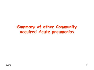 Spr 09 22Fall 07 22
Summary of other Community
acquired Acute pneumonias
 
