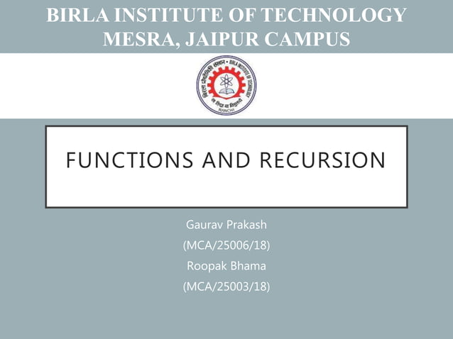 Function & Recursion | PPT