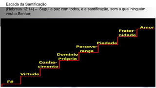 Escada da Santificação
(Hebreus 12:14) – Segui a paz com todos, e a santificação, sem a qual ninguém
verá o Senhor;
 