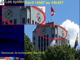 Mohamed Louadi, PhD mlouadi@louadi.com13
Les systèmes ERP
Vancouver, la municipalité, mai 2018.
Est-il 14h07 ou 14h35?
 